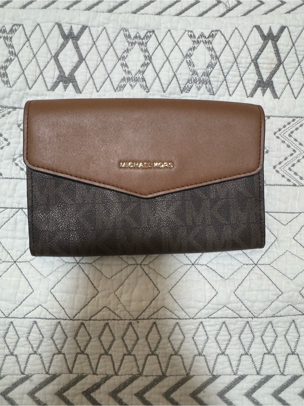 Michael Kors Brown Two-Tone Signature Envelope Wallet